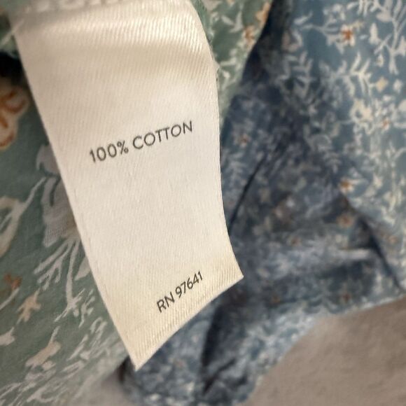 J Jill Sleep Top L Floral Colorblock Long Sleeves Button Up Collared Lightweight - Picture 9 of 9